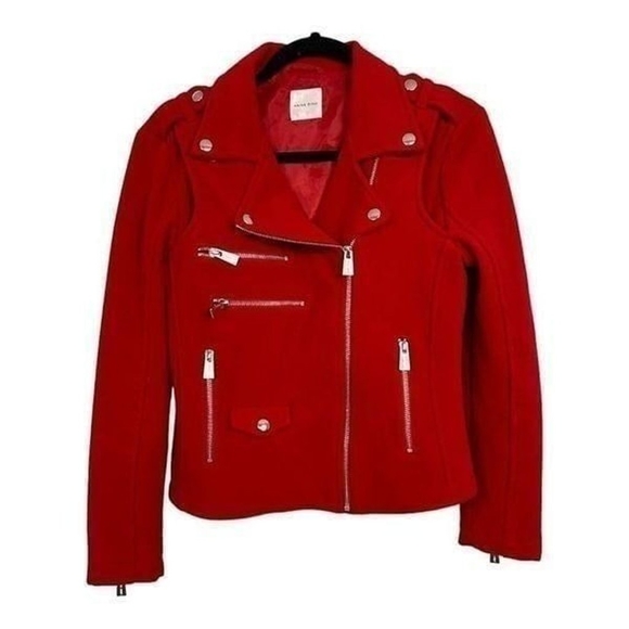 Anine Bing Jackets & Blazers - Anine Bing red moto biker jacket size S